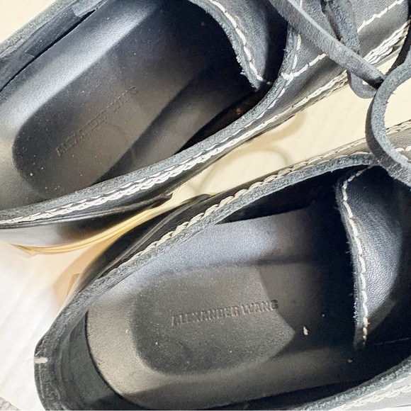 Alexander Wang Perry Low Black Sneakers Black Leather Size 7 Size EU 37 Creeper - Picture 9 of 13